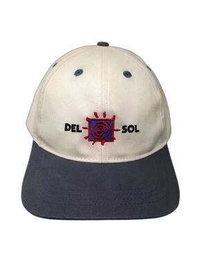 Del Sol Baseball Cap Beige Blue One Size Hat Adjustable Embroidered Sun Powered